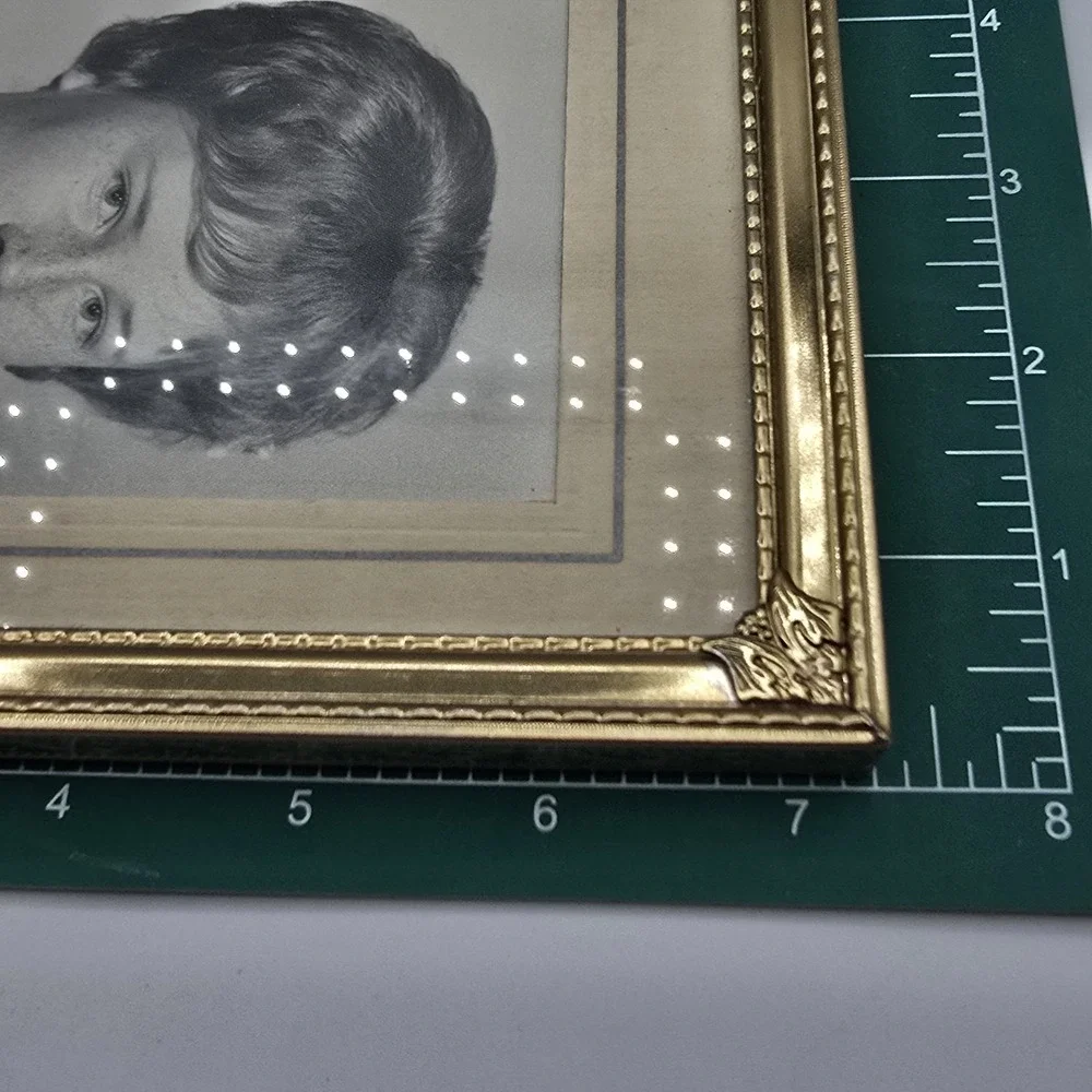 MCM Brass/Gold Tone Metal Picture Frames With Photo‎ Of Girl With Big Hair